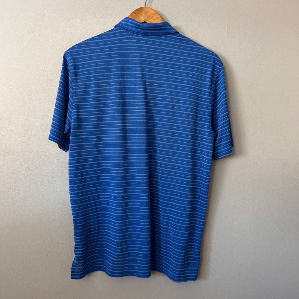 Brooks Brothers Polo Shirt 1818 Performance Mens M Blue Striped Original Fit - Picture 3 of 7